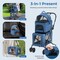 Blue Grey 3-in-1 Double Pet Stroller Carrier Car Seat Foldable for Small Medium Dogs